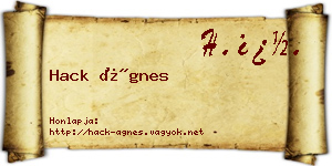Hack Ágnes névjegykártya