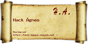Hack Ágnes névjegykártya